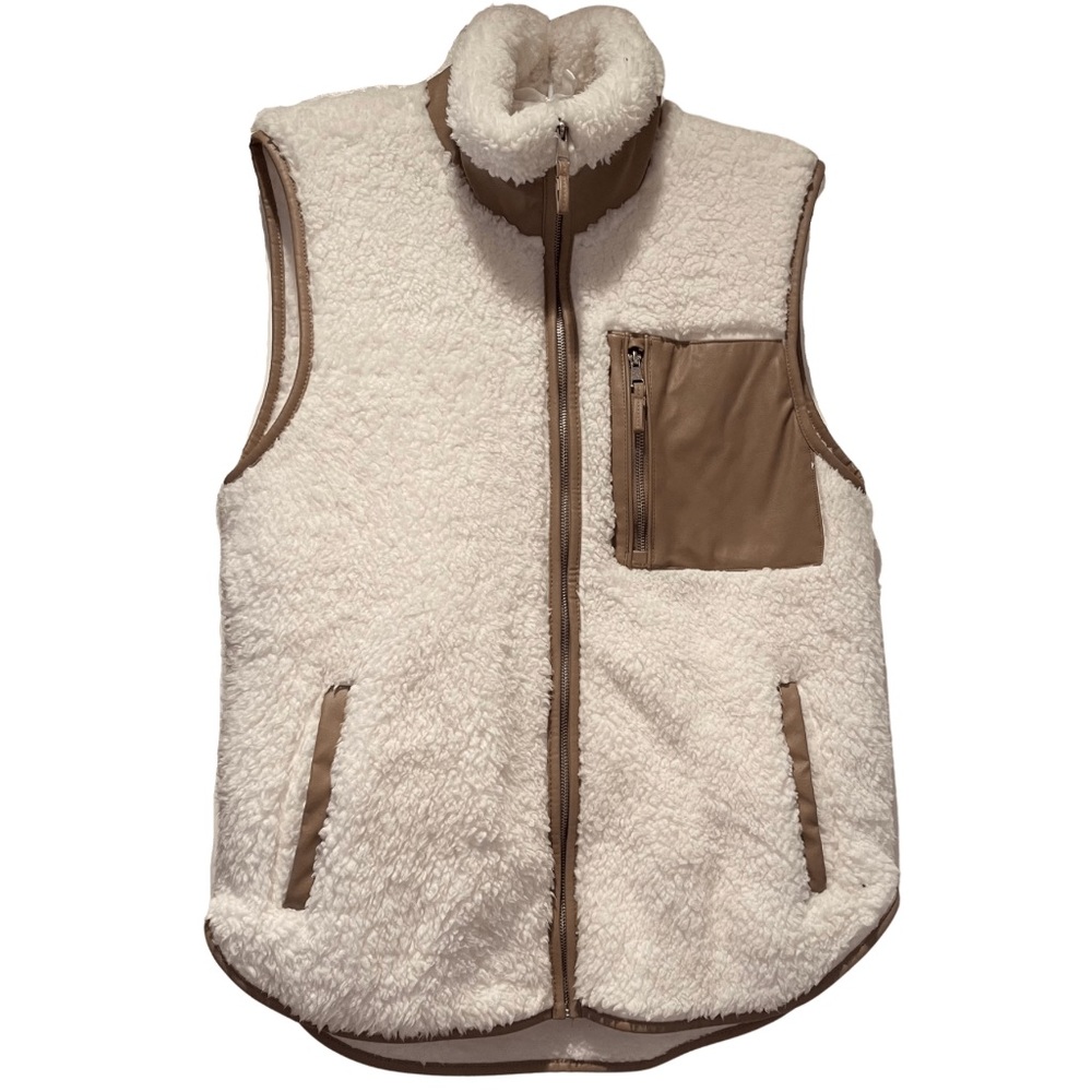 White Abercrombie & Fitch Cloud Sherpa Vest Large